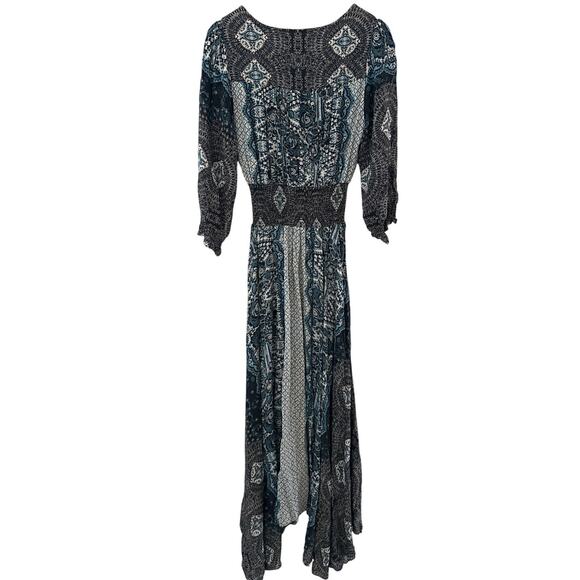 Free People Rare Mexicali Rose Print Maxi Dress Black Size Small - Picture 11 of 12